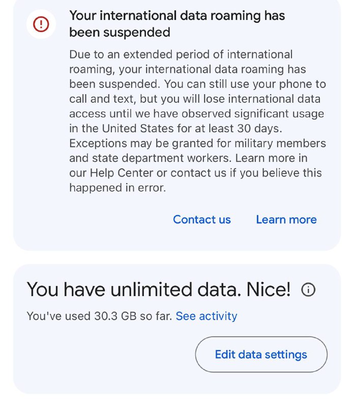 Google Fi 预警近日群友反应大规模的Fi被掐线，无论到不到三个月甚至激活7天的都被掐线.#Google #Fi #资讯 #预警